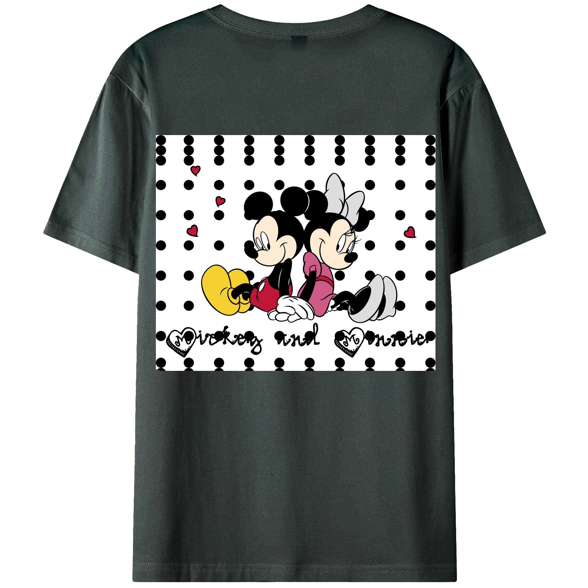 ミッキーマウス Mickey Mouse 綿100％ メンズ半袖Tシャツ（バックプリント） 通気性